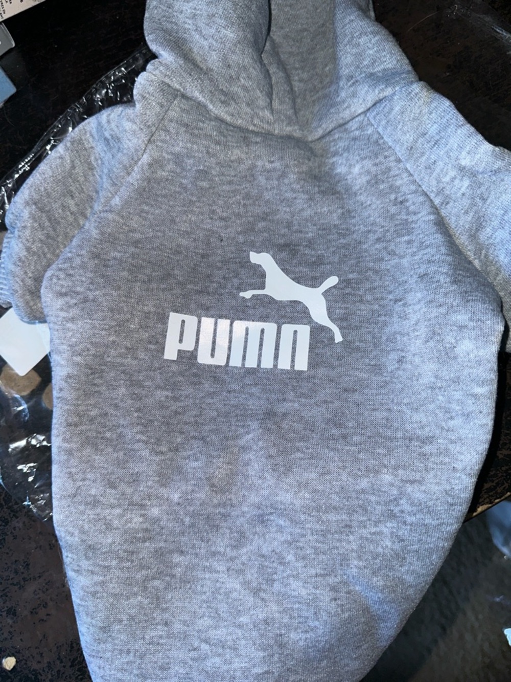 Gray Pet Hoodie with White Logo